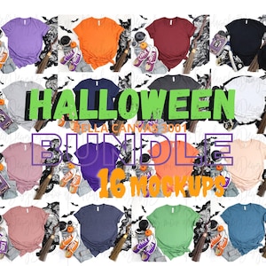 Bella Canvas 3001 Tshirt mockup bundle Halloween Bella Canvas 3001 HALLOWEEN Shirt Mock up Halloween 3001 Mockup Bundle
