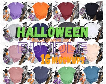 Bella Canvas 3001 Tshirt mockup bundle Halloween Bella Canvas 3001 HALLOWEEN Shirt Mock up Halloween 3001 Mockup Bundle