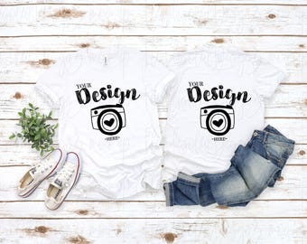 Front and Back Bella Canvas 3001 White Flat Lay Mockup bella canvas 3001 mockup T-shirt Mockup Unisex Tee Mockup tee mockup
