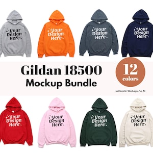 Gildan 18500 Hoodie Mockup Bundle | Flat Lay Sweatshirt Mockups | G185 Hooded Sweater | Simple White Background Mock