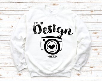 Gildan 18000 Heavy Blend Crewneck Sweatshirt  White Sweatshirt Mockup 18000 Mock Up  Flat Lay Gildan Mockups Sweatshirt Mockup