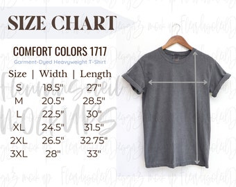 Comfort Colors 1717 Size Chart for Comfort Colors 1717 Garment-Dyed Heavyweight T-Shirt Comfort Colors size chart