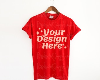 Comfort Colors Red C1717 Mockup 1717 Red T Shirt Mockup Comfort Colors Mockup