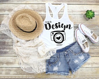 Next Level 1533 White | Tank Flat Lay | Racerback Tank Mock Up | Mock Up | Tank Top MockUp | t-shirt mockup for summer