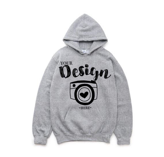 Gildan 18500 Hooded Sweatshirt Mockup | Grey Sweatshirt Mock up | Pullover | Gildan Hoodie Mockup | Long Sleeve | Casual Flat Lay Mockup