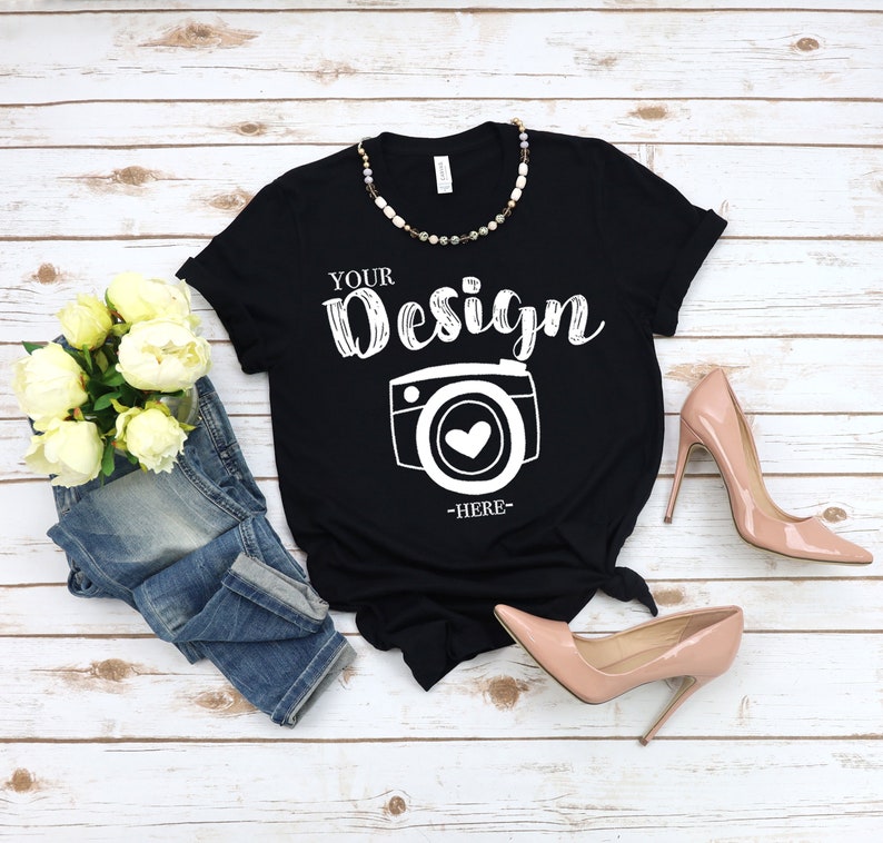 Download Bella Canvas 3001 black Flat Lay Mockup Mock Up Mock Up | Etsy