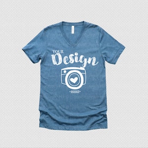 PNG - Bella Canvas 3005 Heather Deep Teal Mockup Bella Canvas 3005 Mockup V-neck t shirt mockup Bella Canvas mock up