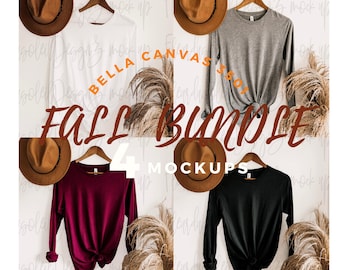 Bella Canvas Mockup Fall Bundle 3501 Long Sleeve Mockup Long Sleeve Mockups Fall Long Sleeve Mockup 3501 Mockup Bundle
