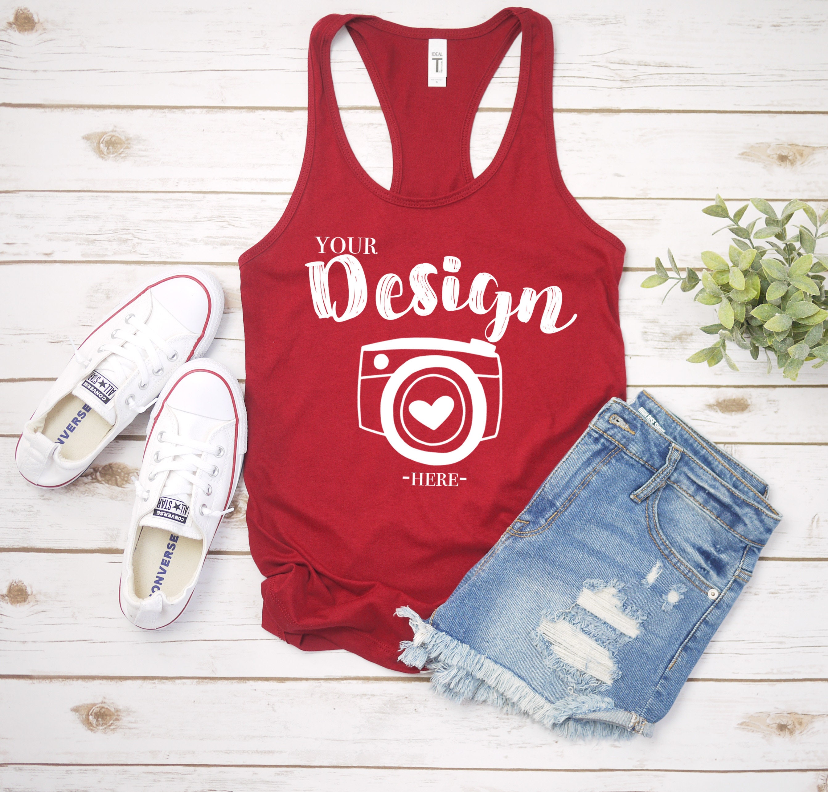 Next Level 1533 Scarlet Tank Flat Lay Racerback Tank Mock up