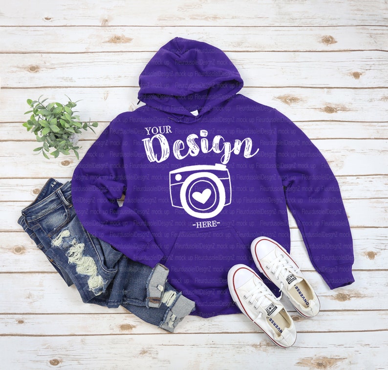 Download Gildan 18500 Hooded Sweatshirt Brand Purple hoodie Mockup ...