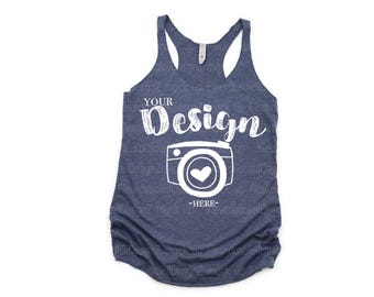 Następny poziom 6733 Vintage Navy Mockup Tank Top Mock Up Lato Flat Lay Letni Mockup Następny poziom Racerback Tank Mockup