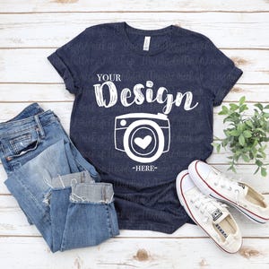 bella canvas 3001 mock up | Bella Canvas Mockup | 3001 Heather Midnight Navy | tshirt mockup 3001 | spring tee mockup