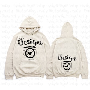 Front and Back- Gildan 18500 Hooded Sweatshirt Brand Sand hoodie Mockup t-shirt mockup gildan Flat Lay Shirt Mock Up