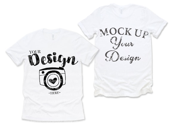 Front And Back Bella Canvas 3001 White Flat Lay Mockup Bella Etsy