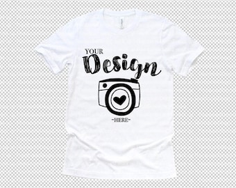 PNG Bella Canvas 3001 White Unisex T-shirt Mock Up Mock Up Flat Lay bella canvas 3001 mockup Transparent PNG Blank T-Shirt