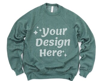 Bella Canvas 3901 Heather Forest Sweatshirt Mock Up Flat Lay Sweatshirt Bella Canvas Sweatshirt Mockup 3901 Mockup Bella Canvas Mockup