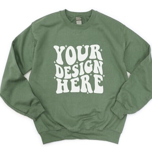 Gildan 18000 Heavy Blend Crewneck Sweatshirt Mockup 18000 Military Green Mock Up Flat Lay Gildan Mockups Sweatshirt Mockup