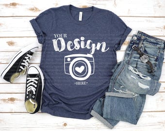 bella canvas 3001 heather navy Bella Canvas Mockup | bella canvas mock up mens | bella canvas mock ups