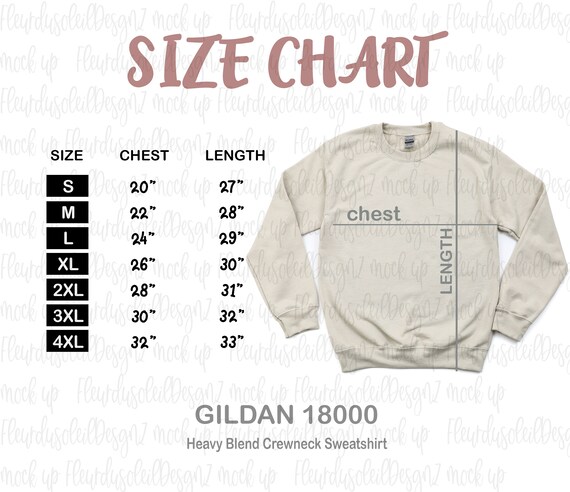 Gildan heavy blend size hotsell chart
