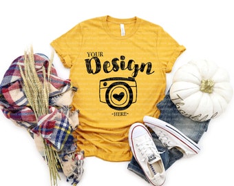 Bella Canvas Mockup Fall Bella Canvas 3001 Mustard t-shirt mock ups tshirt mock ups bella