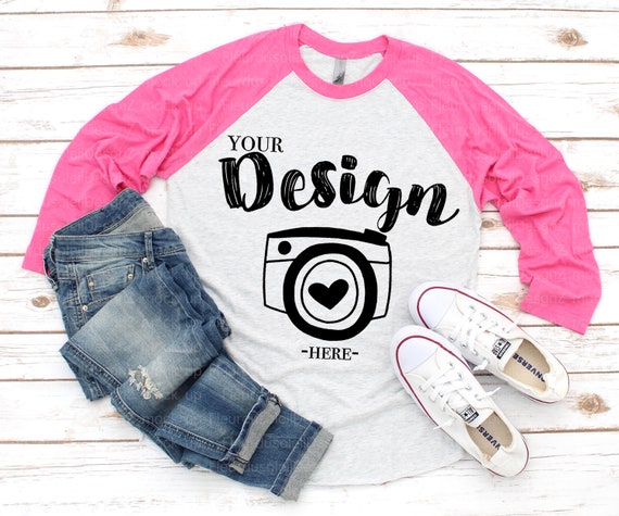 Next Level 6051 Vintage Pink heather White Unisex Baseball T shirt Mockup T shirt Mockup Mock Up Shirt Flat Lay Flat Lay Mockup Etsy