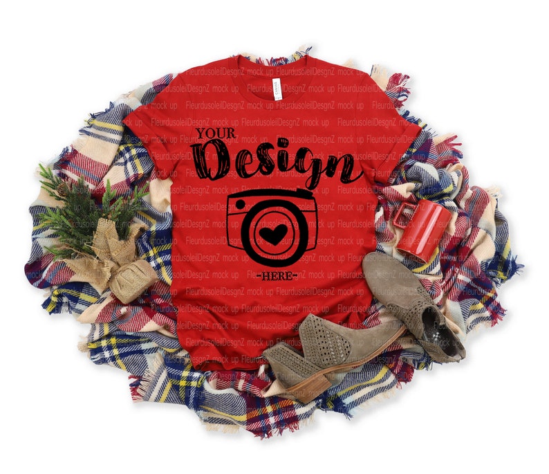 Download Christmas Mockup bella canvas 3001 red mockup red T-Shirt Mock | Etsy
