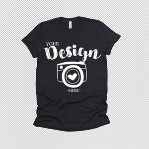 PNG Bella Canvas 3001 Black Unisex T-shirt Mock Up Mock Up Flat Lay bella canvas 3001 black mockup Transparent PNG Blank White T-Shirt