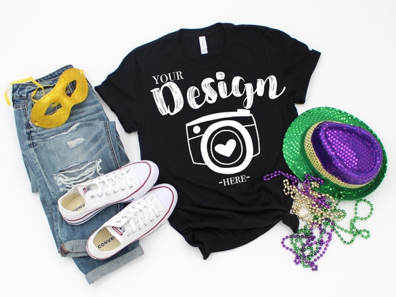 Bella Canvas 3001 Black Flat Lay Mockup Mock Up Mock Up Etsy