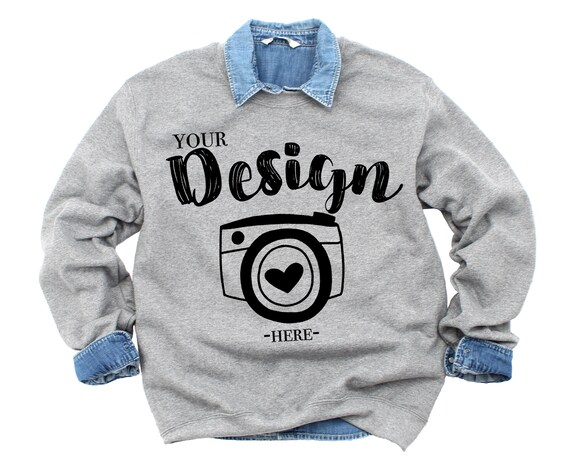 Gildan 18000 Heavy Blend Crewneck Sweatshirt Graphite Heather Etsy