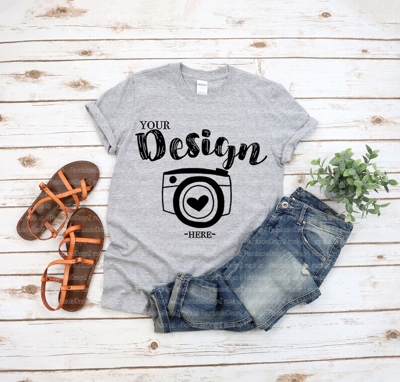 Download Gildan 64000 Sport Grey Unisex TShirt mockup Gildan ...