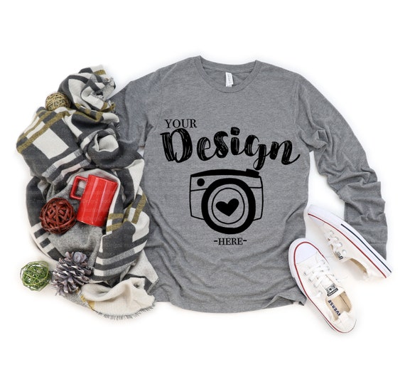 Bella Canvas 3501 Grey Triblend Unisex T Shirt Mock Up Grey Etsy