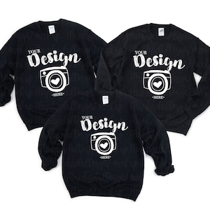 Gildan 18000 BLACK Sweatshirt Mock Up trio sweatshirt mockup Gildan Mockup gildan sweatshirt Trio