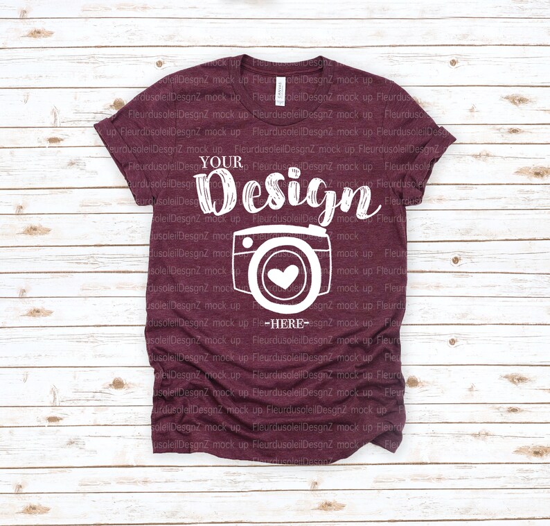 Download Bella Canvas 3001 Heather Maroon Flat Lay Mockup t-shirt | Etsy