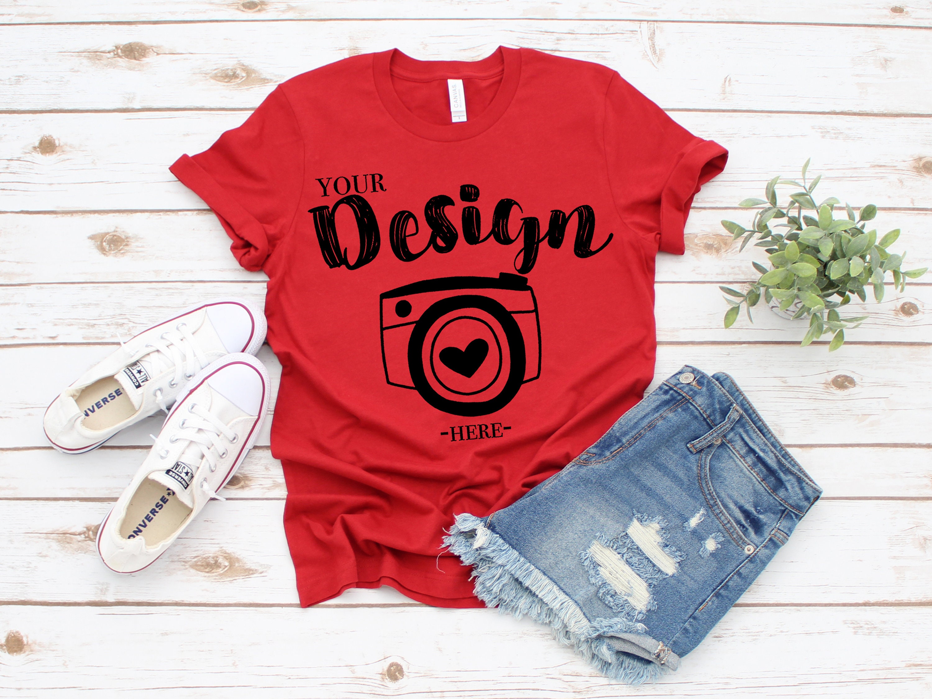 Download Bella Canvas 3001 Red Unisex T-shirt Mock Up T-Shirt Mock ...