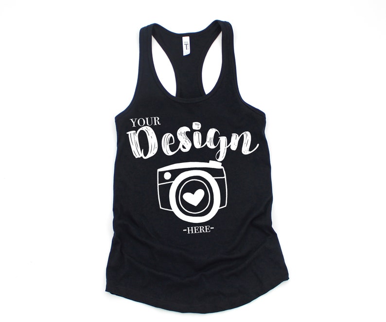 Next Level 1533 black Tank Flat Lay Racerback Tank Mock Up