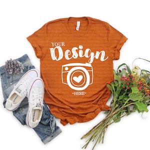 Bella Canvas 3001 Autumn Flat Lay MockupMock Up Flat Lay Bella Canvas mockup T-shirt Mockup Unisex Mockup bella canvas 3001 mockup Autumn