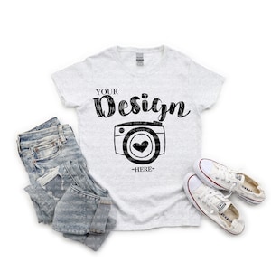 Gildan 5000L アッシュ モックアップ グレー シャツ モックアップ レディース シャツ モックアップ Gildan Tシャツ モックアップ ヘビーコットン モックアップ
