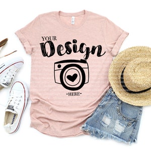 bella canvas 3001  Heather Prism Peach | Bella Canvas Mockup | tshirt mockup white background bella canvas mockup summer