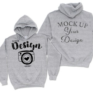 gildan front and back Gildan18500 Hooded Sweatshirt Brand Sport Grey hoodie Mockup t-shirt mockup gildan Flat Lay Shirt Mock Up