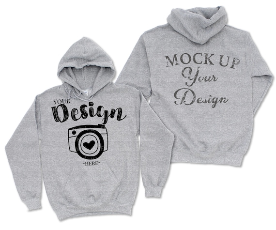 Download Gildan Front And Back Gildan18500 Hooded Sweatshirt Brand Etsy