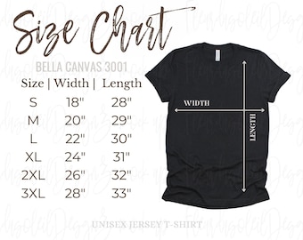 Bella Canvas Size Chart 3001 3001 SIZE CHART Bella Canvas 3001 Size Chart Size Chart S-3XL