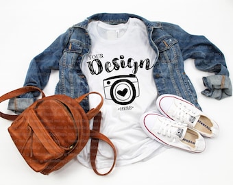 Bella Canvas 3001 Weiß Shirt Mockup, T-Shirt Mockup, 3001 Bella Canvas, Bella Canvas Weiß TShirt Mockup, 3001 weiß flach liegend