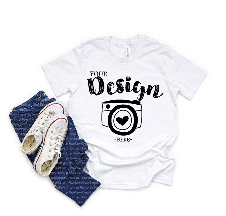 Bella and Canvas 3001Y tshirt Mockup | Youth Shirt Mockup | Blank Shirt Mockup | Summer Mockup | t shirt Mock up | 3001Y White Mockup image 6