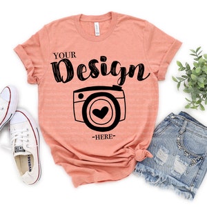 Tshirt mockup 3001 | Bella Canvas Mockup | summer t-shirt mockup | Flat Lay Mockup | Heather Prism Sunset