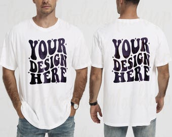 Comfort Colors White Mockup Front and Back Mockup Comfort Colors 1717 Male model Real Model Mock
