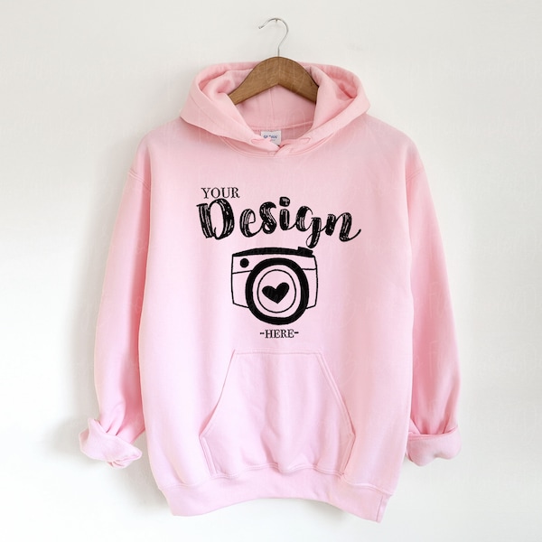 Gildan 18500 Lichtroze hoodie Mockup sweatshirt mockup gildan Hangende hoodie Mock Up