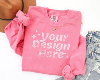 6014 Crunchberry Mockup 6014 Mockup Comfort Colors 6014 Mockup Comfort Colors Long Sleeve Mockup Long Sleeve Mockup