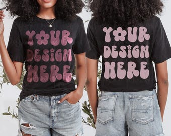 Front and Back Bella Canvas 3001 Black Flat Lay Mockup bella canvas 3001 mockup T-shirt Mockup Unisex Tee Mockup grey tee mockup