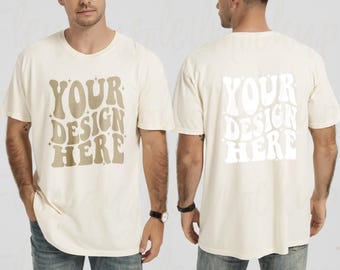 Comfort Colors IVORY Mockup Front and Back Mockup Comfort Colors 1717 Male model Real Model Mock
