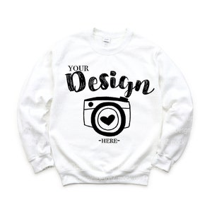 Gildan 18000 Heavy Blend Crewneck Sweatshirt White Sweatshirt Mockup 18000 Mock Up Flat Lay Gildan Mockups Sweatshirt Mockup
